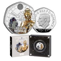 2023 50p Star Wars R2-D2 and C-3PO Silver Proof Coloured Coin