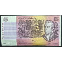 Gothic Serial Number Australian $5 Paper Banknote Johnston/Fraser Signature EF Condition QAH005868
