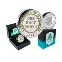 2023 $1 1923 Halfpenny 100th Anniversary 1 Gold-plated 1oz Silver Proof Coin