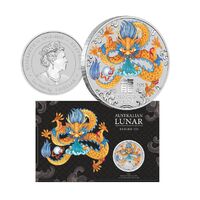 2024 $1 Australian Lunar Series III Year of the Dragon 1oz Silver Coloured Coin in Card
