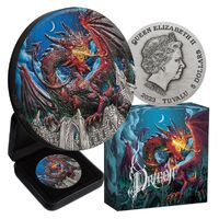 2023 $5 Dragon 5oz Silver Antiqued Coloured Coin