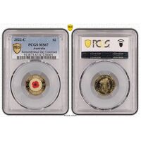 MS67 2022 $2 C Mintmark Remembrance Day Red Poppy PCGS Certification Number: 47128065