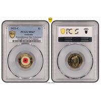MS67 2022 $2 C Mintmark Remembrance Day Red Poppy PCGS Certification Number: 47128069