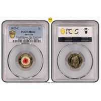 MS66 2022 $2 C Mintmark Remembrance Day Red Poppy PCGS