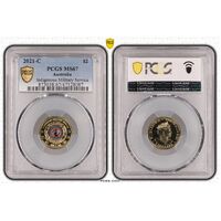 MS67 2021 $2 C Mintmark Indigenous Military Service PCGS Certification Number: 47128087