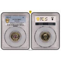 MS67 2021 $2 C Mintmark Indigenous Military Service PCGS Certification Number: 47128089