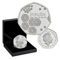 2021 50p 100 Years of Insulin UK Silver Proof Piedfort Coin