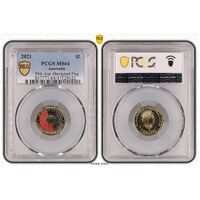MS64 2021 $2 50th Ann Aboriginal Flag PCGS Certification Number: 47128122