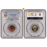 MS65 2021 $2 50th Ann Aboriginal Flag PCGS Certification Number: 47128115