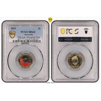 MS63 2021 $2 50th Ann Aboriginal Flag PCGS Certification Number: 47128120
