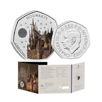 2023 50p Hogwarts School - Harry Potter and the Philosepher's Stone UK Coloured BUNC Coin