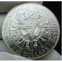 1982 $10 XII Brisbane Commonwealth Games Silver Coin 