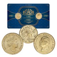 2022 Last Elizabeth II $1 & 2023 First Charles III $1 Al-Br Coin Pair