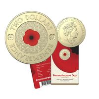 NO COIN - CARD ONLY 2022 $2 C Mintmark Remembrance Day Red Poppy UNC