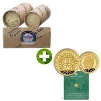 2023 $1 King Charles III Effigy Premium Mint Roll + 2023 50p The 75th Birthday of His Majesty KCIII Gold Proof COMBO