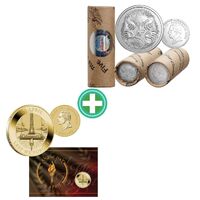 2024 5c King Charles III Uncirculated PREMIUM Mint Roll + 2024 $1 ANZAC Day Coin in Card COMBO