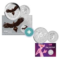 2024 $1 Perth Mint Silver Combo Coin in Cards (Wedge Tailed Eagle + Pink Panther)