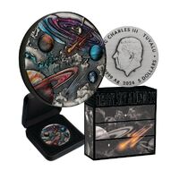 2024 Universe Starry Sky and Planets 5oz Silver Antiqued Coloured Coin