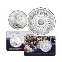 1977 50c Australia Elizabeth II Silver Jubilee Coin Pack Style 2