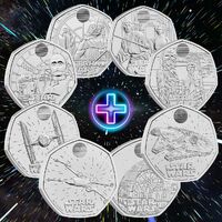 2023/24 Complete 50p Star Wars Characters & Spacecraft 8 Con Set Brillian Uncirculated COMBO