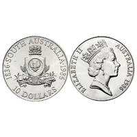 1986 $10  South Australia Silver Uncirculated Coin in 2x2 Flip