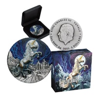 2025 Unicorn 5oz- Silver Antiqued Coloured Coin
