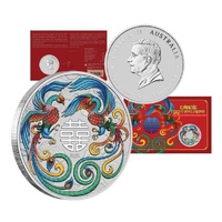  2025 Double Phoenix - Chinese Myths and Legends 1oz Silver Vivid Coloured Coin in Card