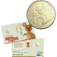 2025 $1 Cuddly Koala Australian Women's Weekly Birthday Cake Uncirculated Coin in Card