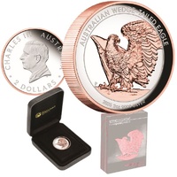 2025 Australian Wedge-tailed Eagle 2oz Silver Proof Ultra High Relief Rose Gold Gilded Coin