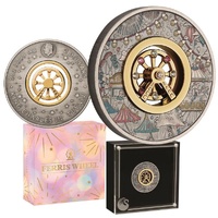 2025 2oz Ferris Wheel Silver Antiqued Coloured Coin
