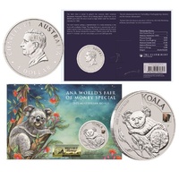 2025 Australian Koala ANA World's Fair of Money Show Special 1oz Silver Coin with Bison Privy