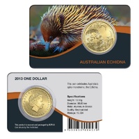 2013 $1 Echidna Australia Bush Babies  Aluminium-Bronze Uncirculated Coin  Pack 