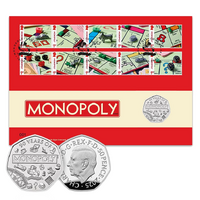 2025 50p Monopoly 90th Anniversary Uncirculated Coin Cover