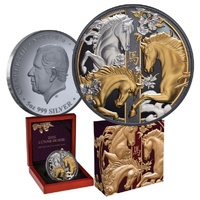 2026 $10 Lunar Year of the Horse Gold-Plated  5oz Silver Black Proof Coin