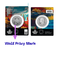 2026 $5 Treasured Silver Maple Leaf Wolf Privy Mark 1 Oz Premium Bullion
