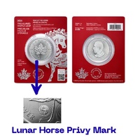 2026 $5 Treasure Silver maple Leaf Year of Horse Privy Mark 1 Oz Premium Bullion