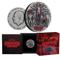 2026 Stranger Things Villains 2oz Silver Antiqued Coloured Coin