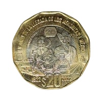 2022 20 Mexican Pesos 100th Anniversary of the Arrival of the Mennonites in Mexico Uncirculated Coin in 2x2 flip