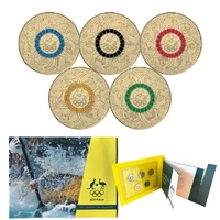 2016 $2 Olympic Rings - Australian Rio Olympic Team Set of 5 Coloured Uncirculated Coins - Kayak Folder Style
