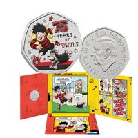 2026  50p 75 Years of Dennis the Menace UK  Brilliant Uncirculated Colour Coin