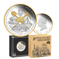 2026 First Gold Rush 175th Anniversary 1 Oz Silver Proof Gilded Coin