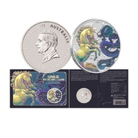 2026 Dragon and Horse - Chinese Myths and Legends 1 Oz Silver Opalite Coloured Coin in Card