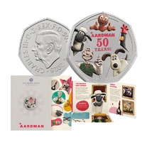 2026 50p 50 Years of Aardman Brilliant Uncirculated Colour Coin