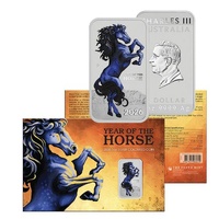 2026 Lunar Horse 1 Oz Silver Coloured Rectangular Coin in Card