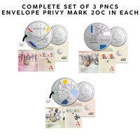 Complete Set Of 3 x 2026 Envelope Privy Mark 20c 1941 WWII Campaigns PNCs
