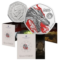 2026 50p Fire - Game of Thrones Coloured Uncirculated Coin