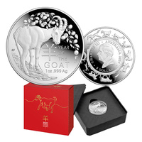 2027 $5 Year of the Goat Lunar Calendar Fine Silver Proof Domed Coin