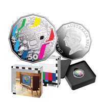 2026 50c 70th Anniversary of Australia’s First Television Broadcast Coloured Silver Proof Coin
