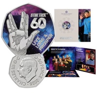 2026 50p 60 Years of Star Trek - Live Long & Prosper Coloured Brilliant Uncirculated Coin