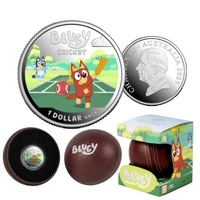 2026 $1 Bluey Cricket Coloured Silver Proof Coin